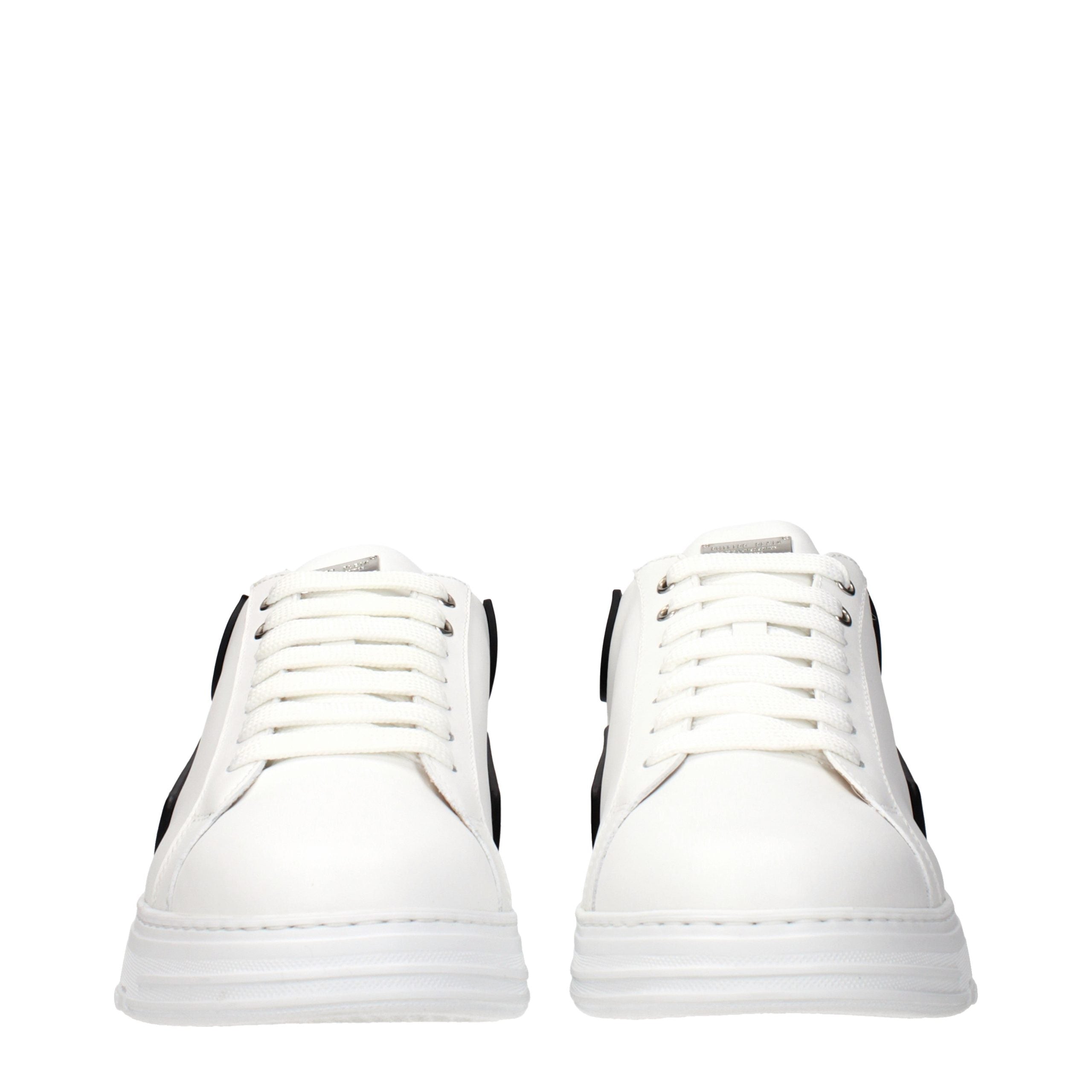 Philipp Plein White Leather Low Top Sneakers