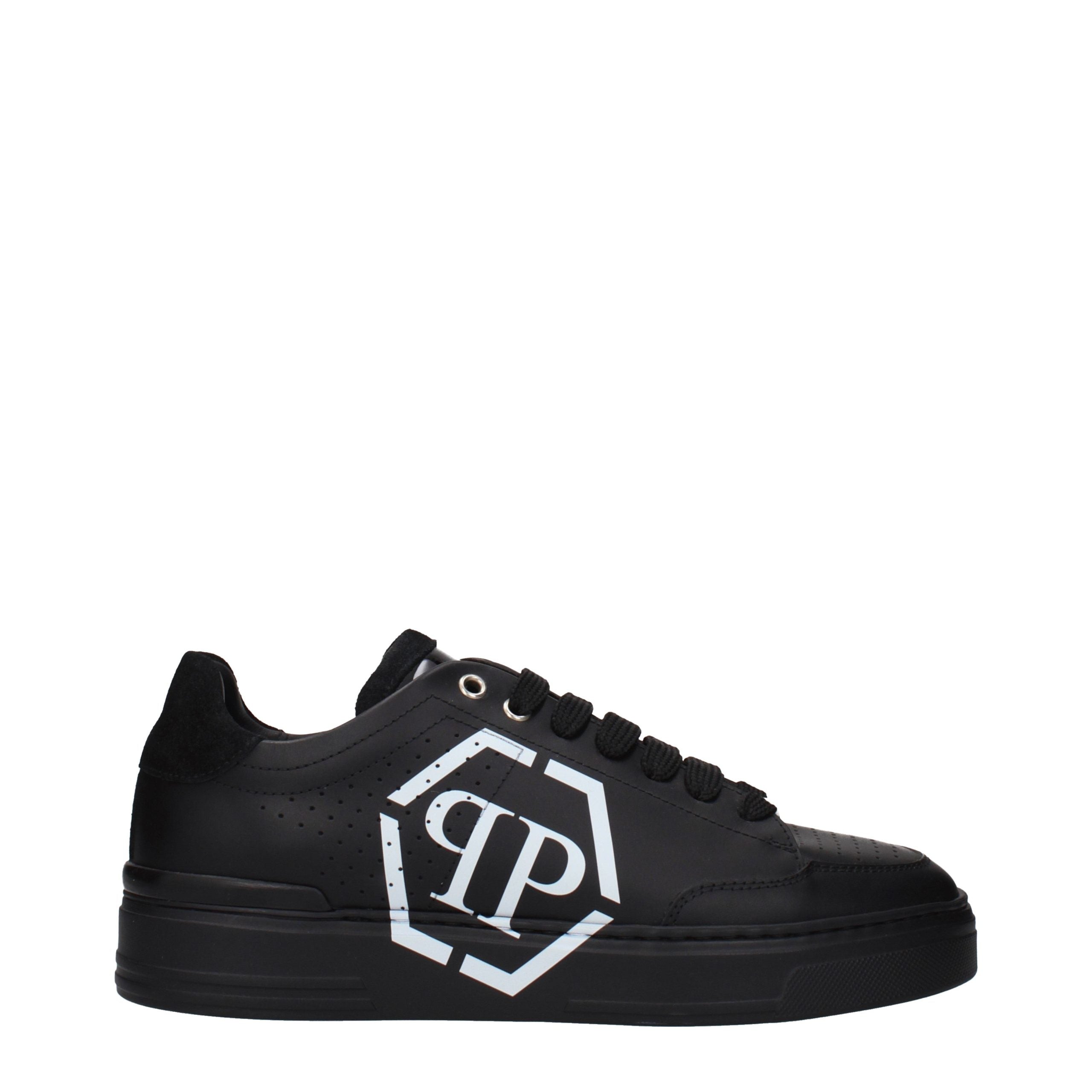 Philipp Plein Black Leather Low Top Sneakers