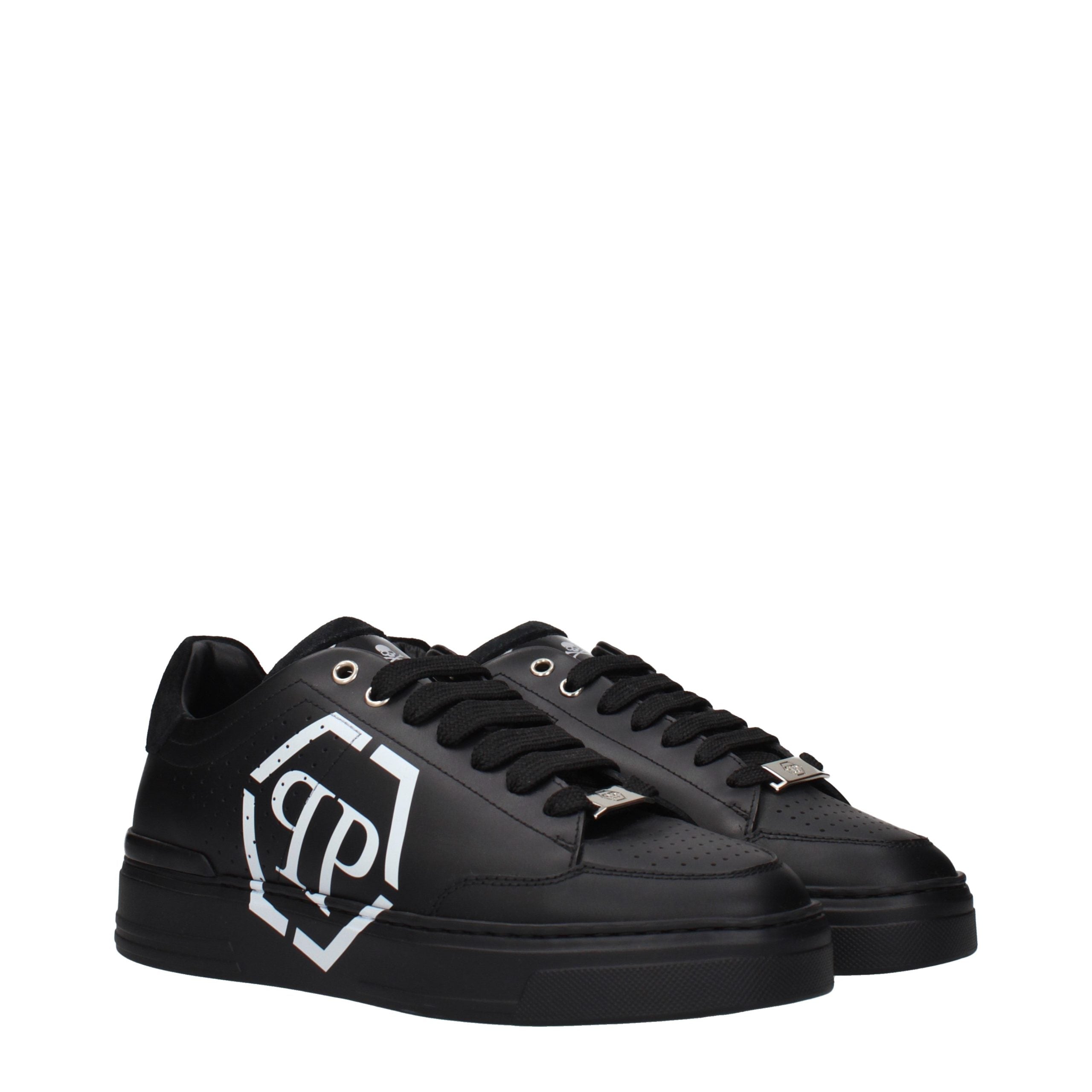 Philipp Plein Black Leather Low Top Sneakers