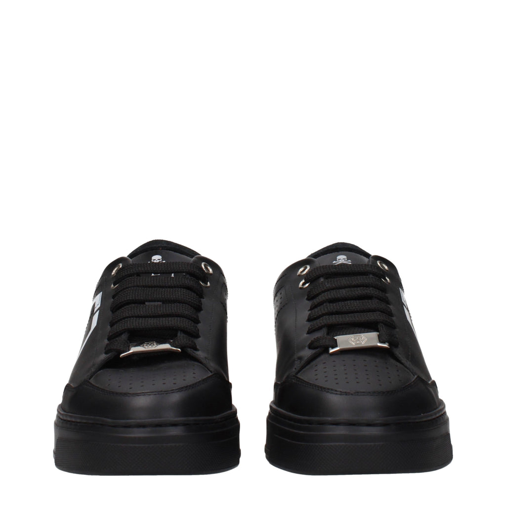 Philipp Plein Black Leather Low Top Sneakers