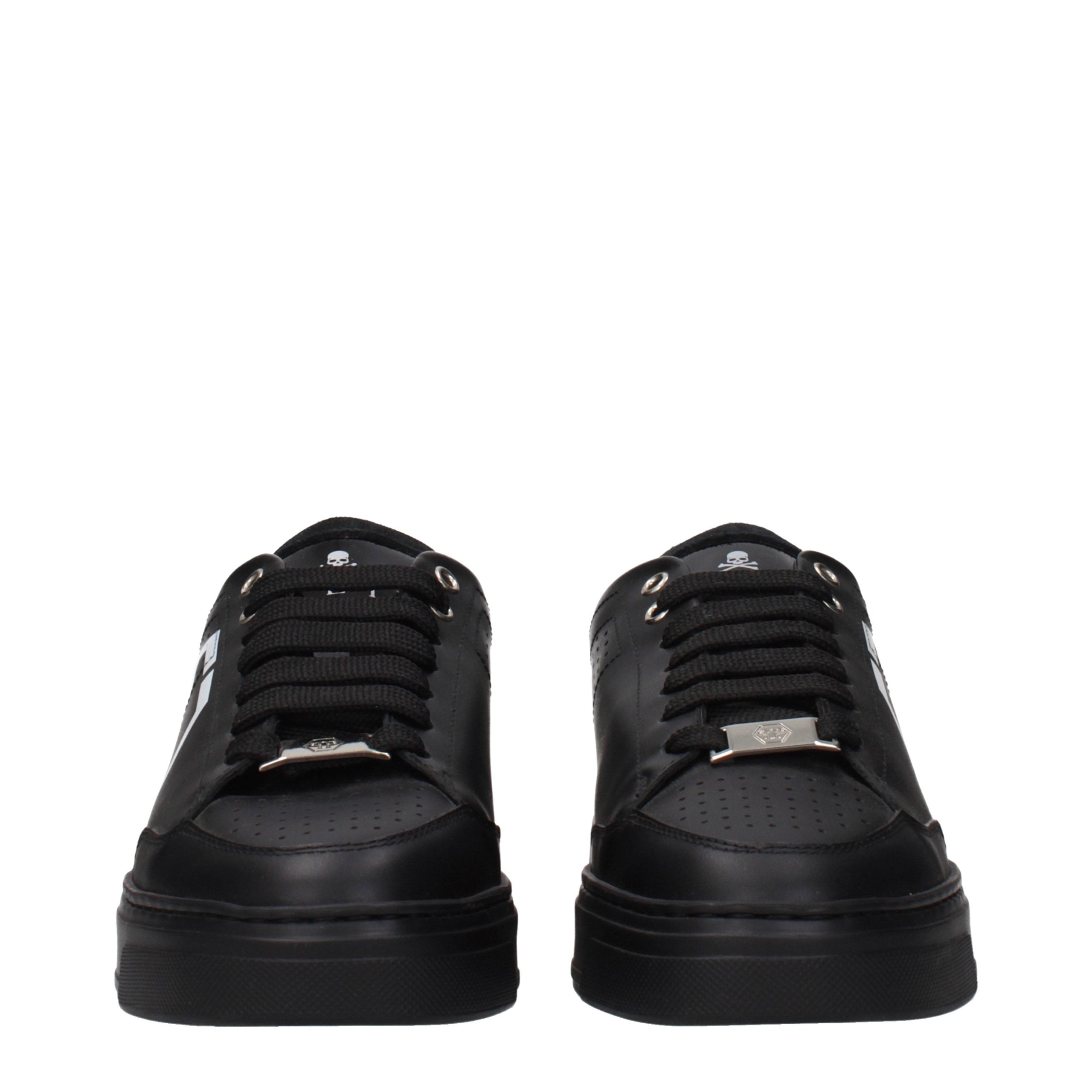 Philipp Plein Black Leather Low Top Sneakers
