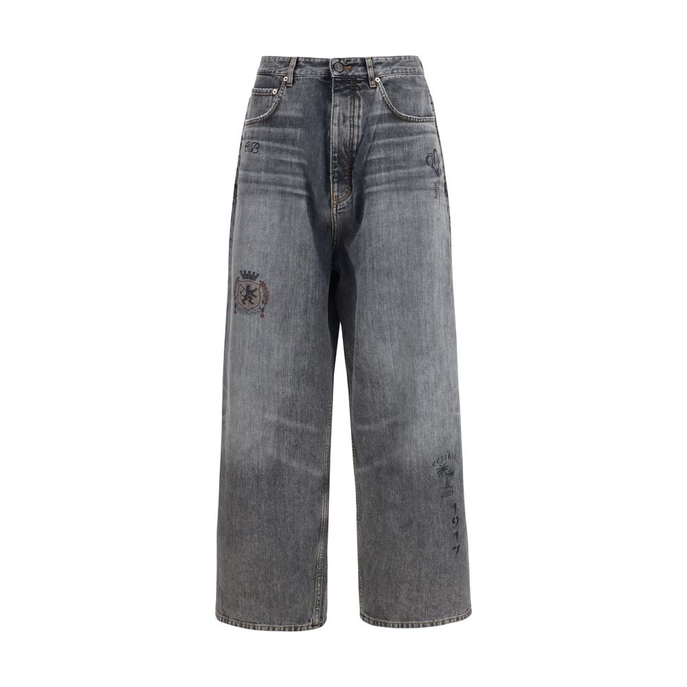 Balenciaga Gray Cotton Relaxed Fit Jeans