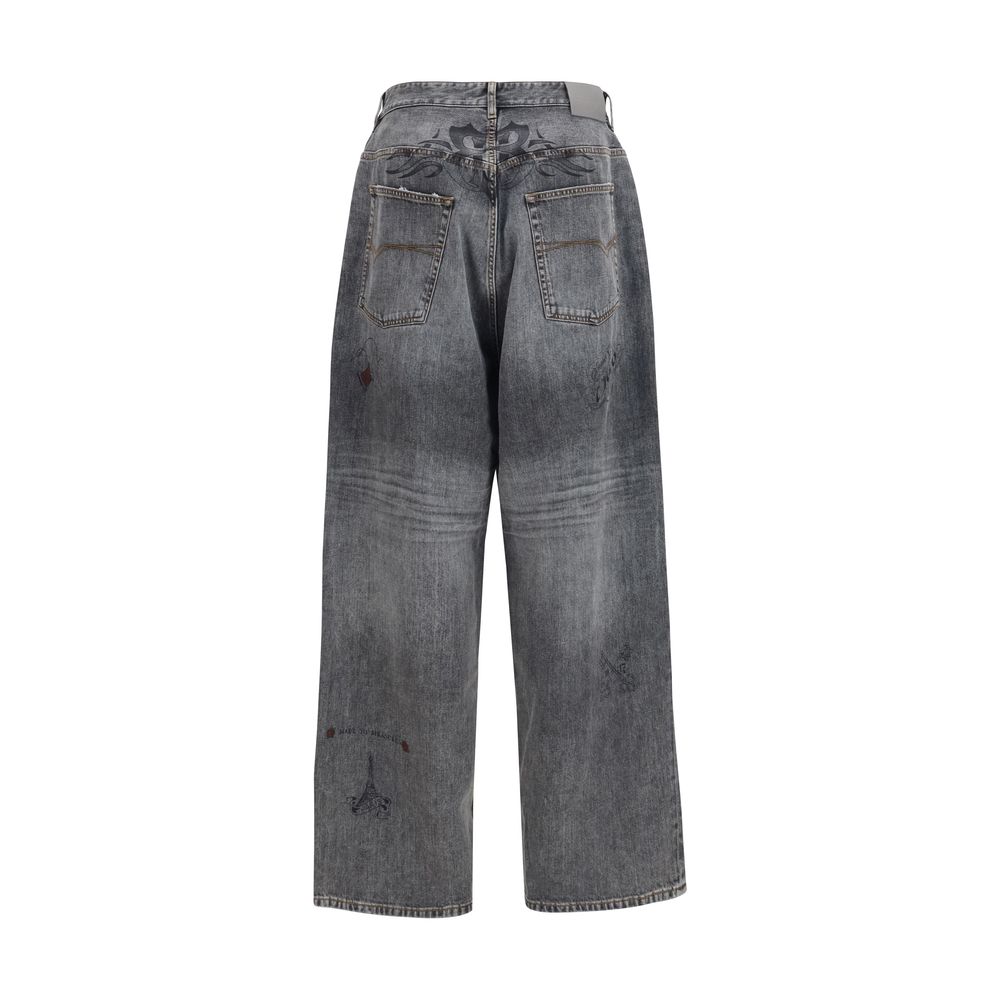 Balenciaga Gray Cotton Relaxed Fit Jeans