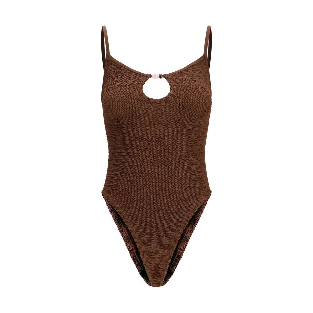 Hunza G Brown Polyamide One-Piece Swimsuit