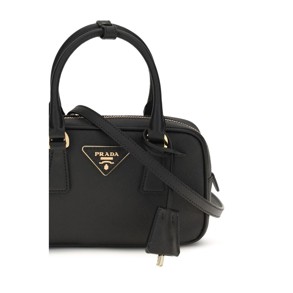Prada Black Calf Leather Bos Taurus Handbag