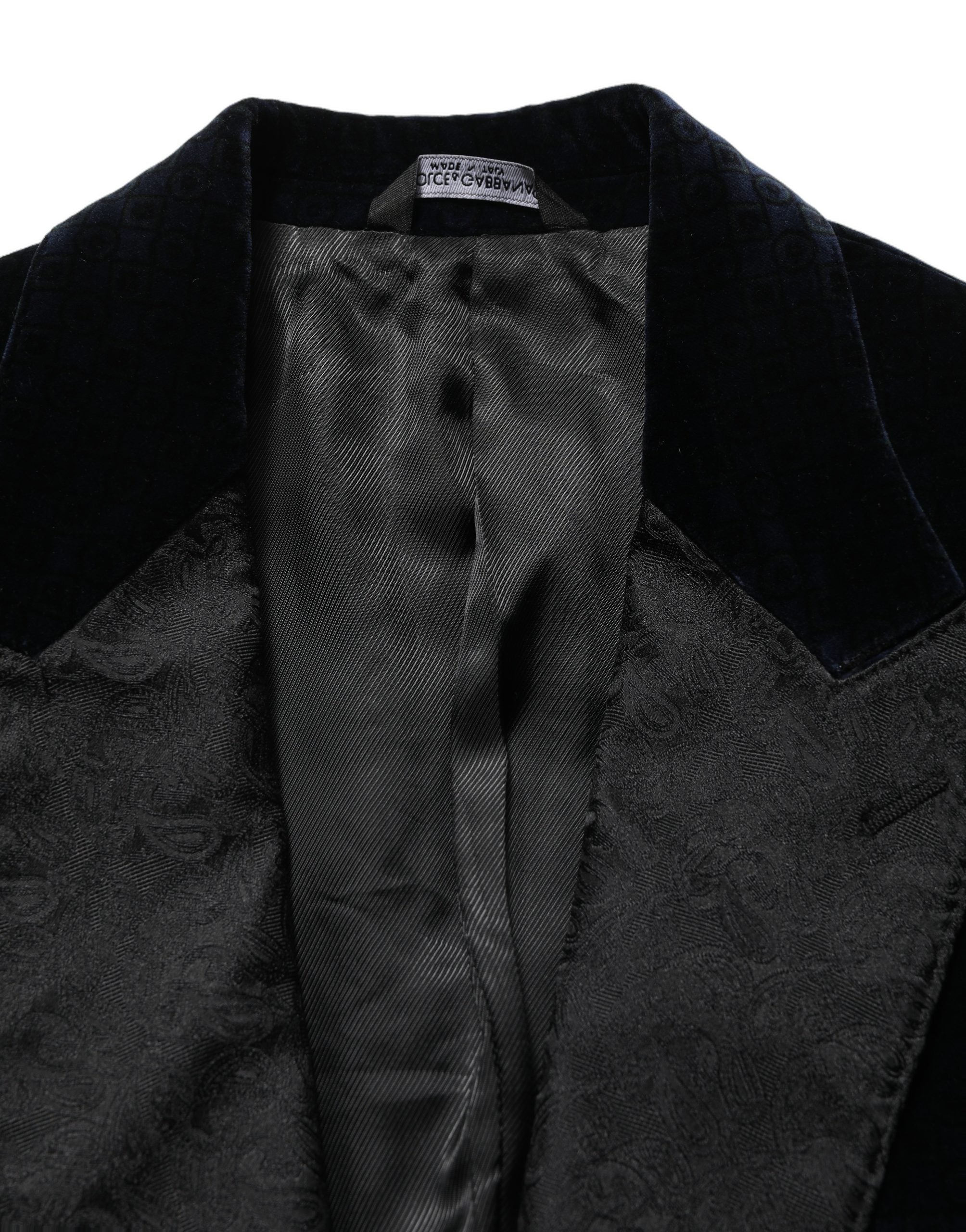 Dolce & Gabbana Black Cotton Single Breasted Jacket Blazer