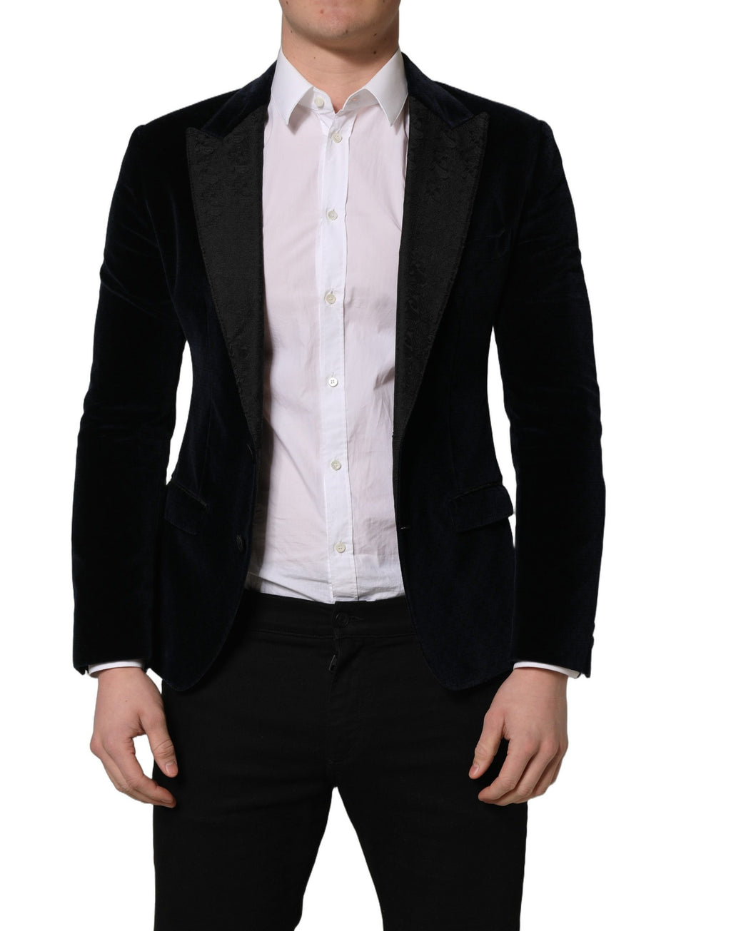 Dolce & Gabbana Black Cotton Single Breasted Jacket Blazer