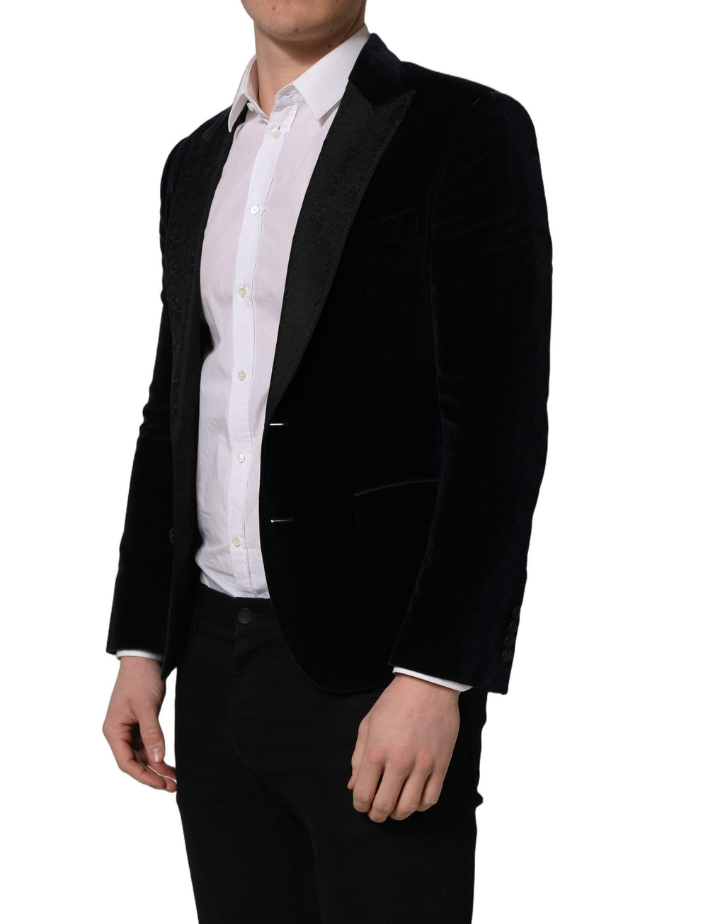 Dolce & Gabbana Black Cotton Single Breasted Jacket Blazer