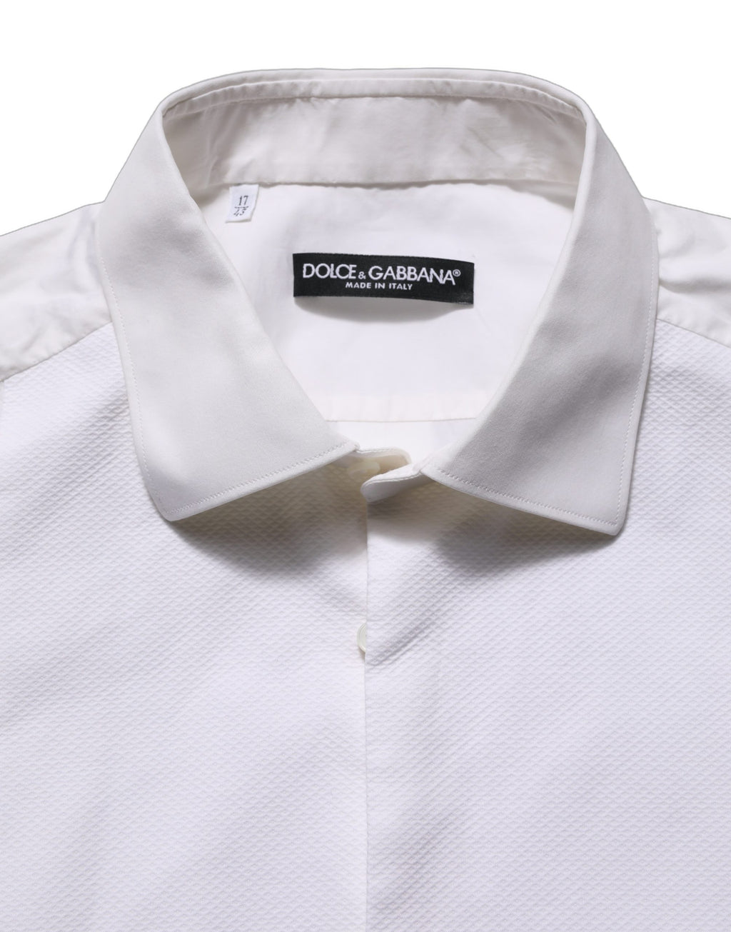 Dolce & Gabbana White Bib Cotton Poplin Dress Formal Shirt