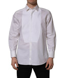 Dolce & Gabbana White Bib Cotton Poplin Dress Formal Shirt