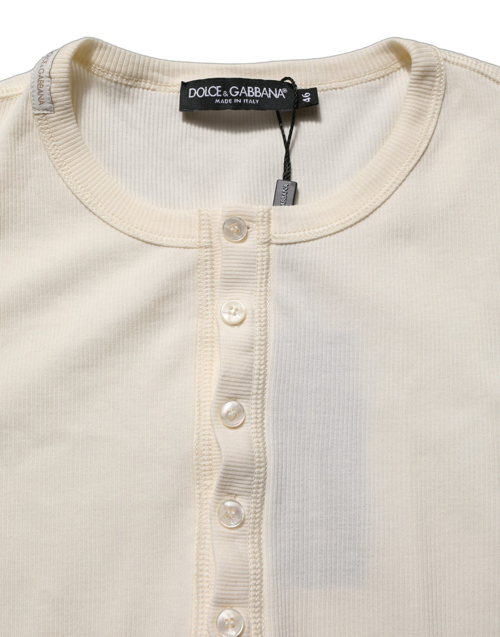 Dolce & Gabbana White Long Sleeves Henley Pullover Sweater