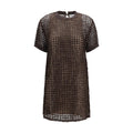 Brunello Cucinelli Brown Silk Cocktail Dress
