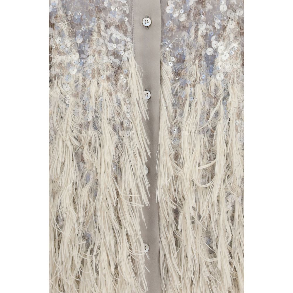 Brunello Cucinelli Beige Silk Shortsleeve Shirt
