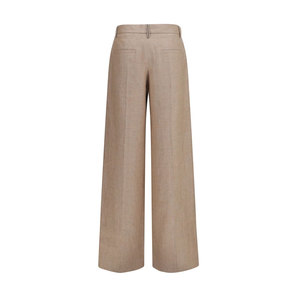 Brunello Cucinelli Beige Linen Casual Pants