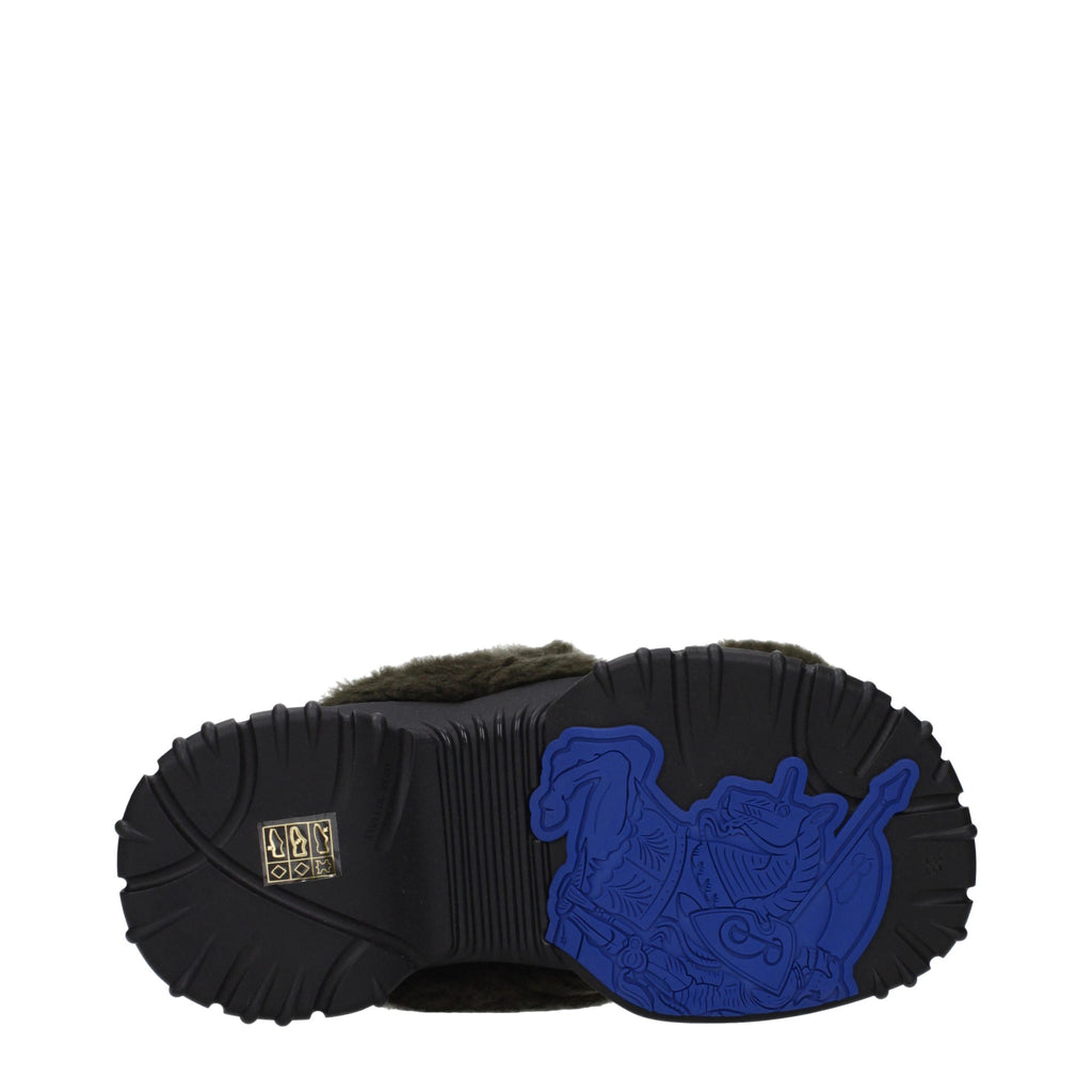 Burberry Green Fur Slippers