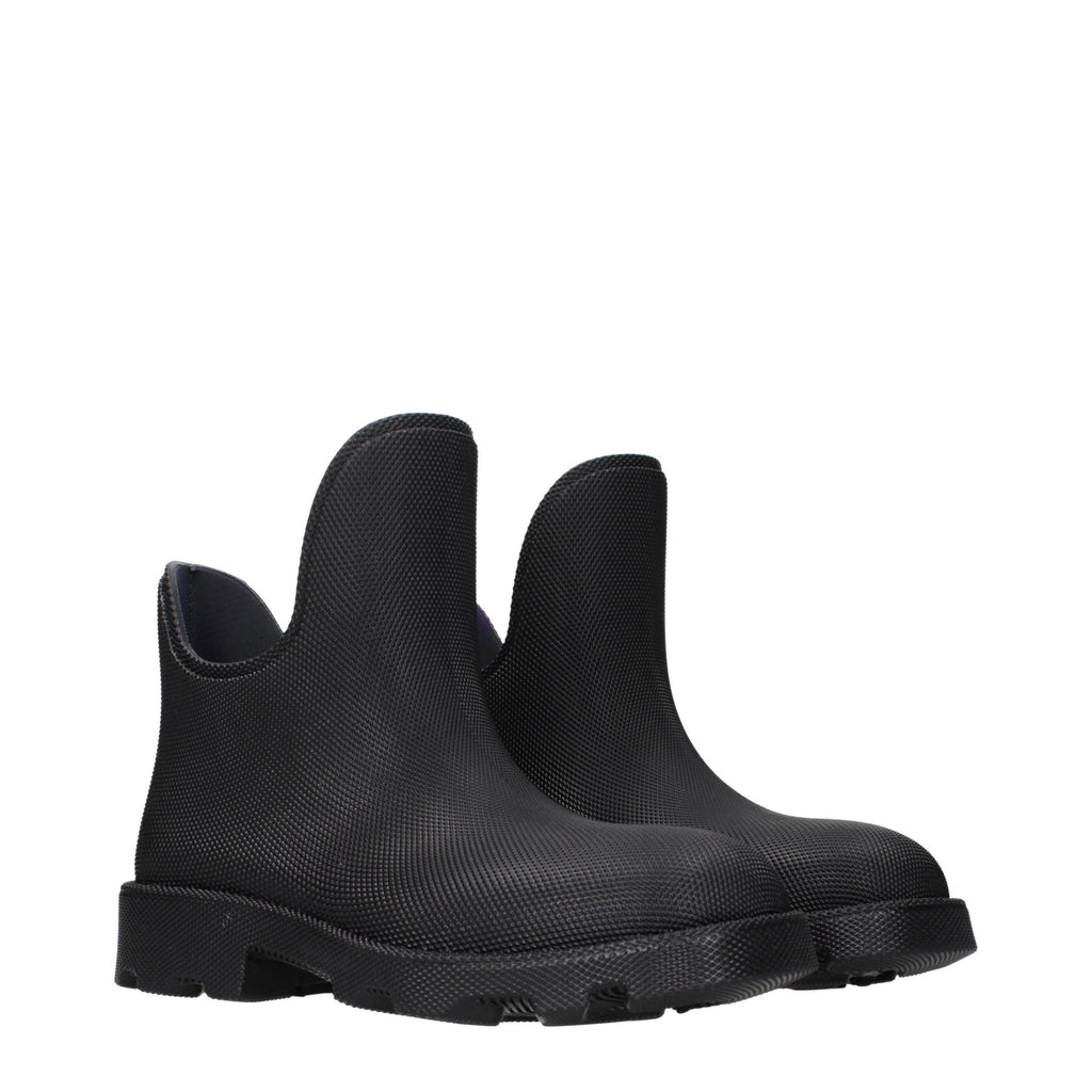 Burberry Black Cotton Ankle Boots