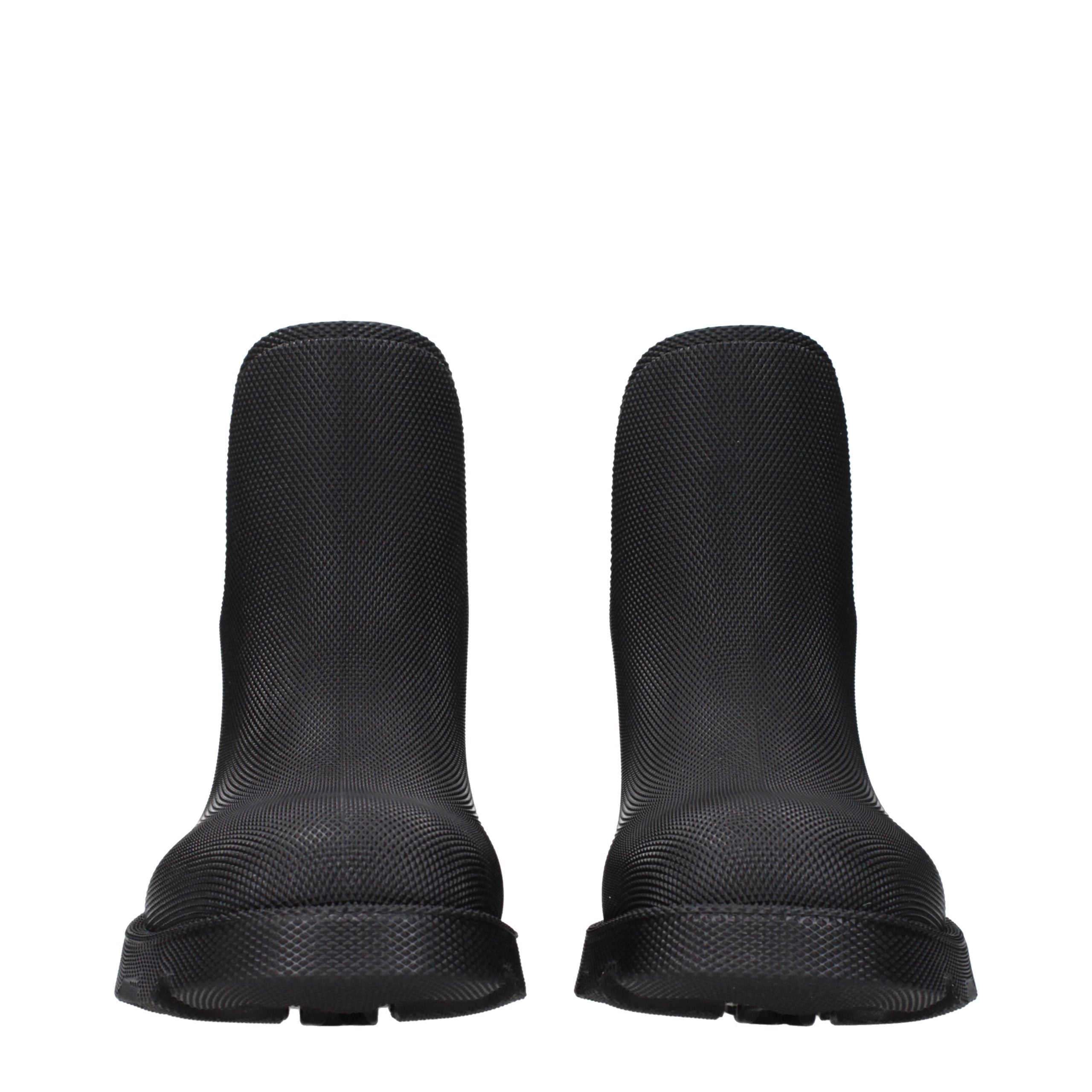 Burberry Black Cotton Ankle Boots