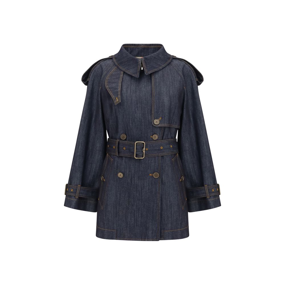 Burberry Blue Cotton Trench Coat