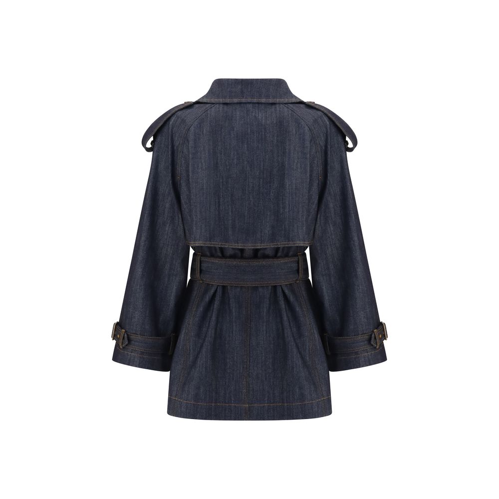 Burberry Blue Cotton Trench Coat