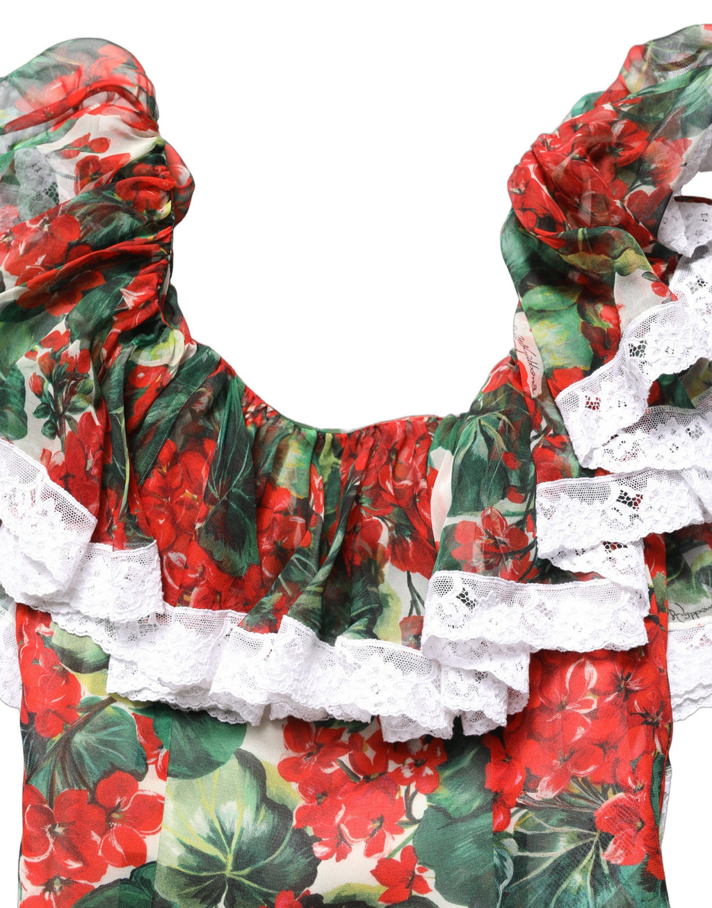 Dolce & Gabbana Multicolor Geranium Flower Lace Maxi Dress