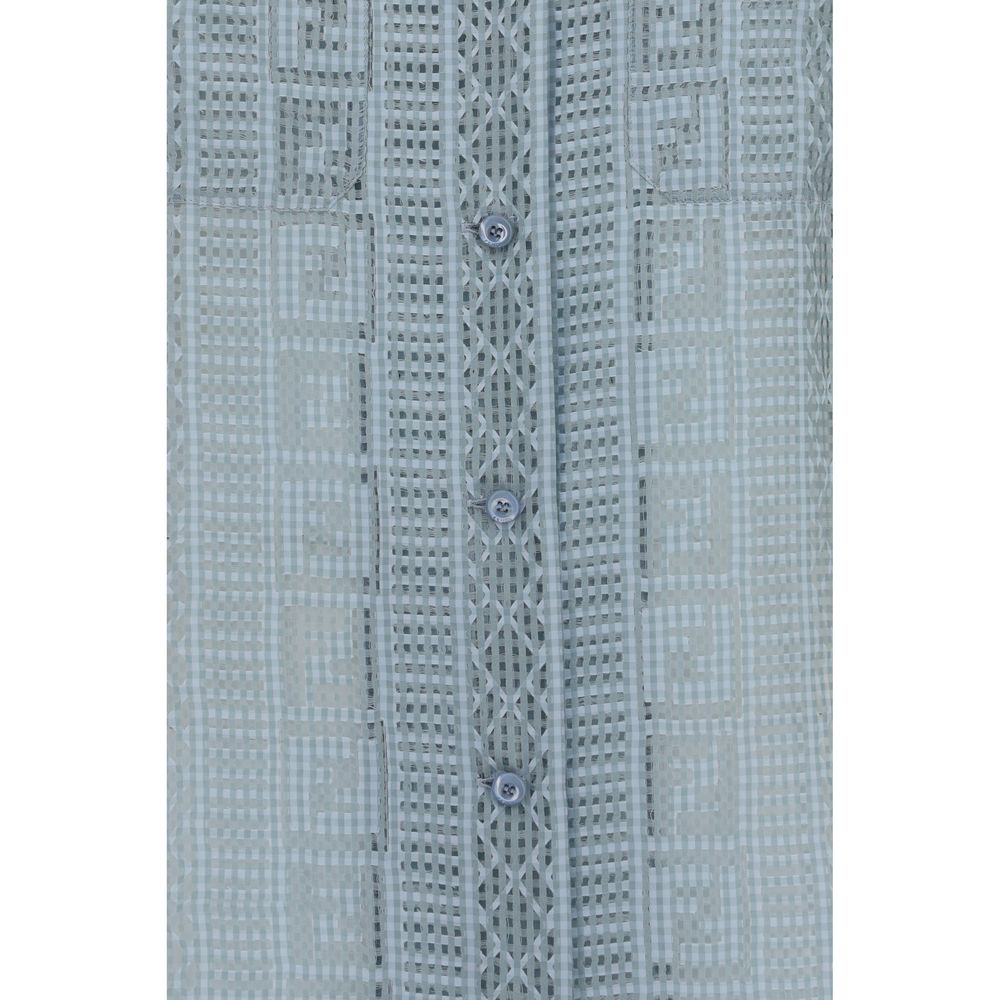 Fendi Blue Silk Dress Shirt