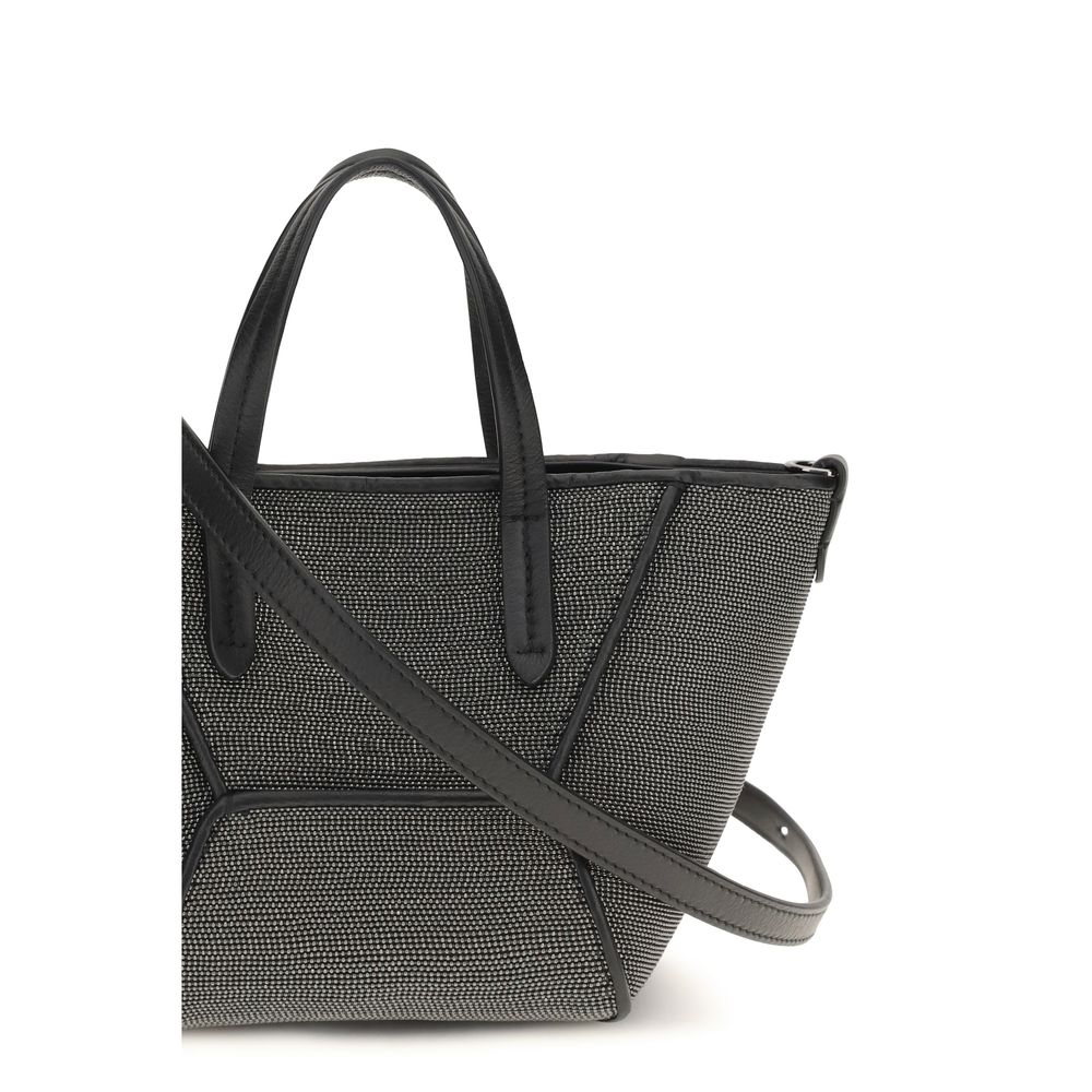 Brunello Cucinelli Black Calf Leather Bos Taurus Shoulder Bag