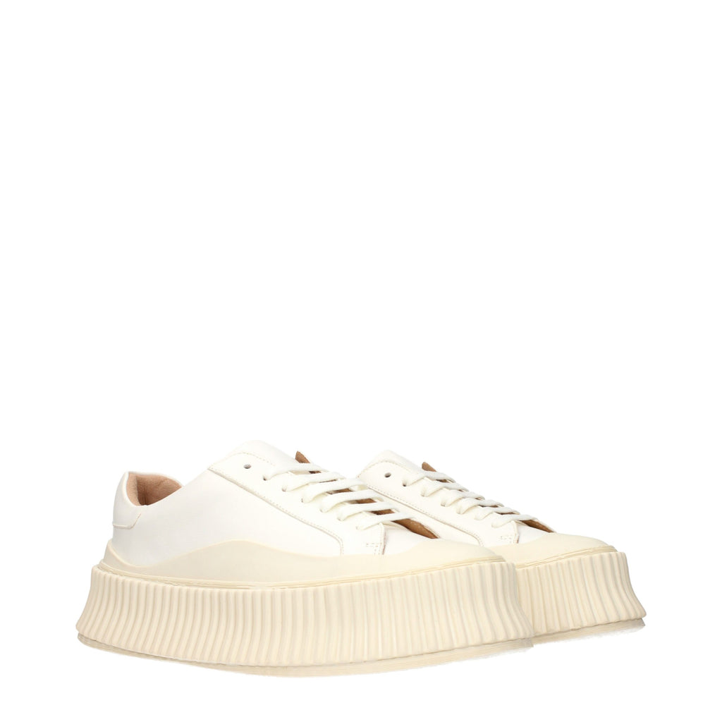 Jil Sander White Leather Platform Sneakers