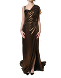 Dolce & Gabbana Bronze Asymmetrical Draping OneShoulder Dress