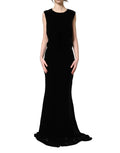 Dolce & Gabbana Black Viscose Velvet Floor Length Gown Dress