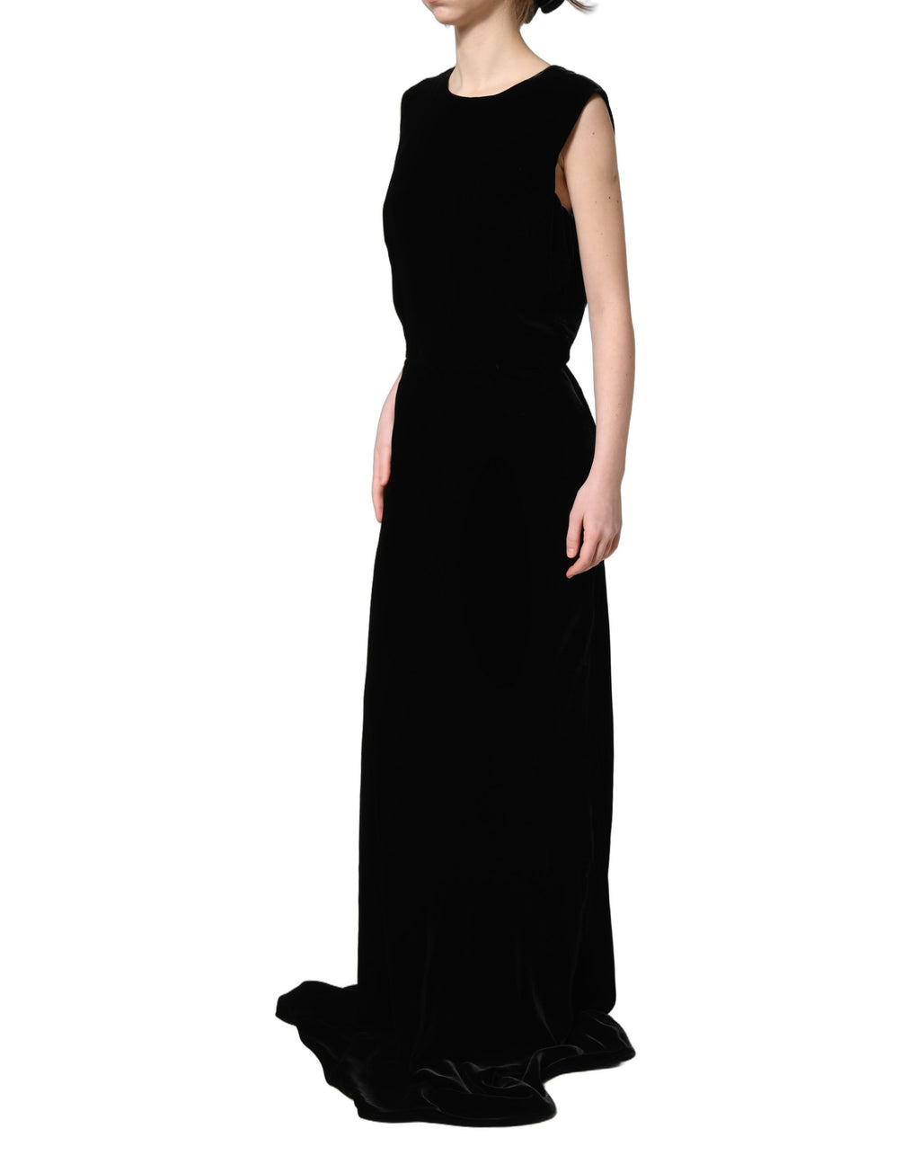 Dolce & Gabbana Black Viscose Velvet Floor Length Gown Dress