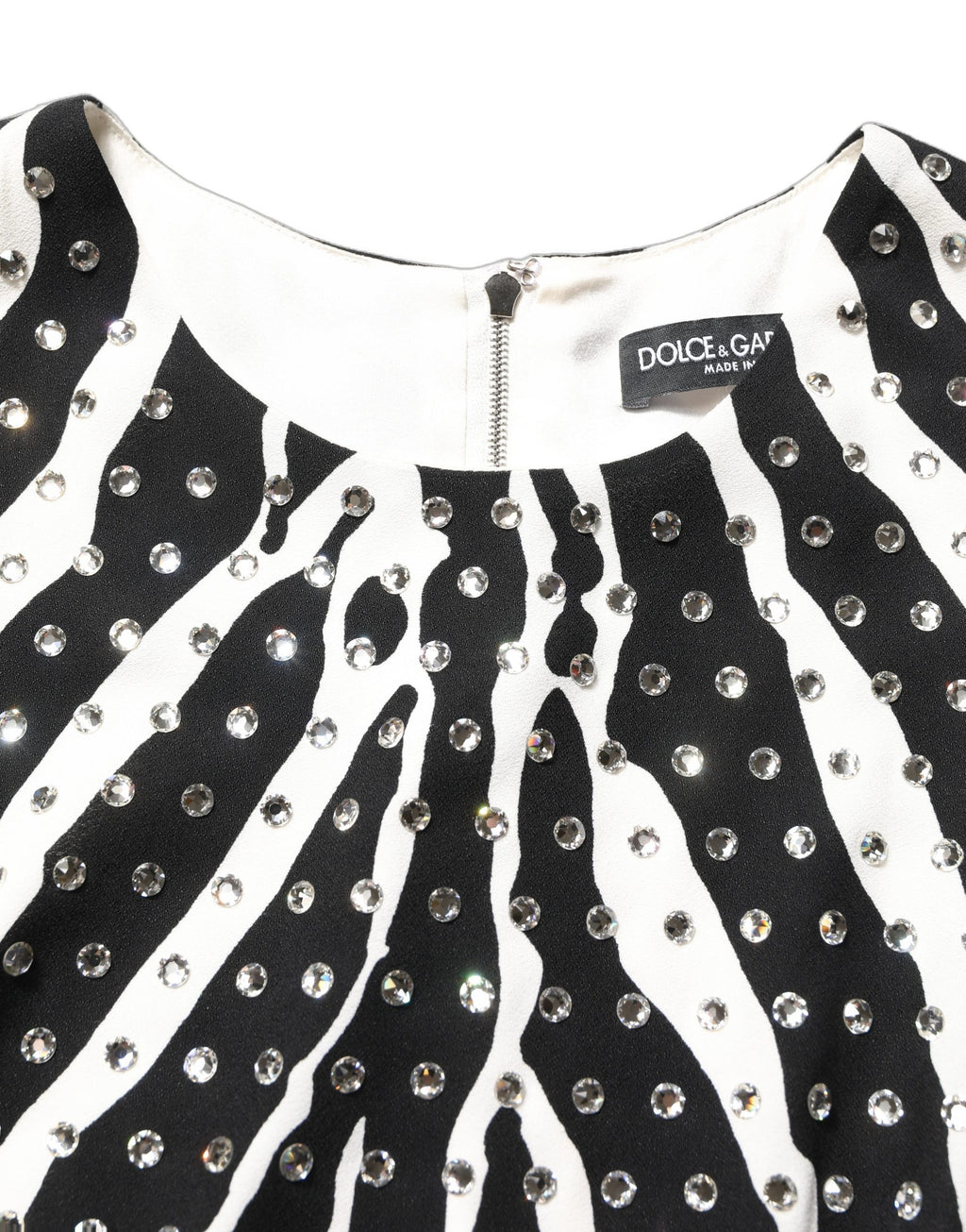 Dolce & Gabbana Black White Zebra Crystal Embellished Dress