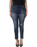 Dolce & Gabbana Blue Tattered Skinny Mid Waist Denim Jeans