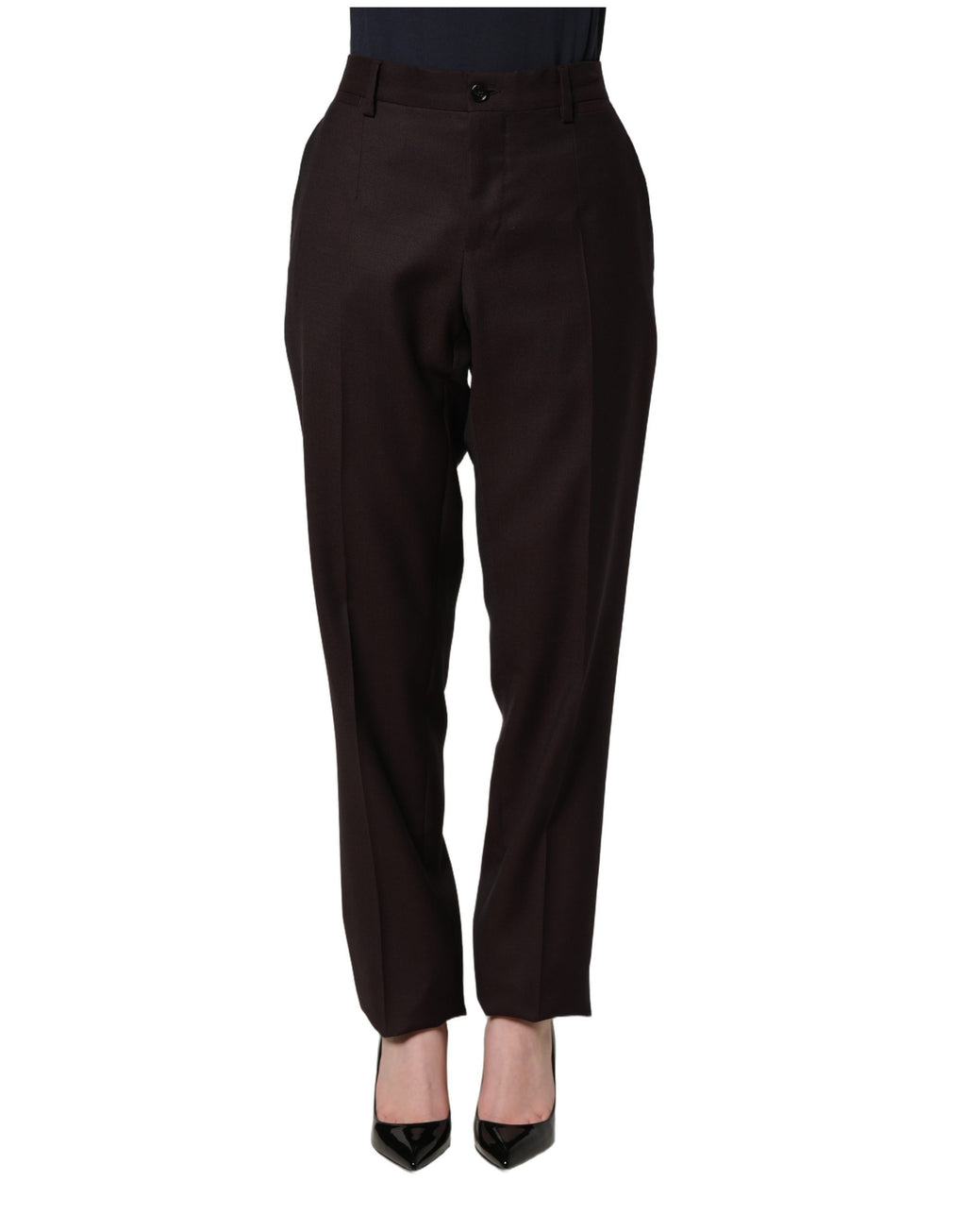 Dolce & Gabbana Brown Straight Leg Dress Silk Trousers Pants