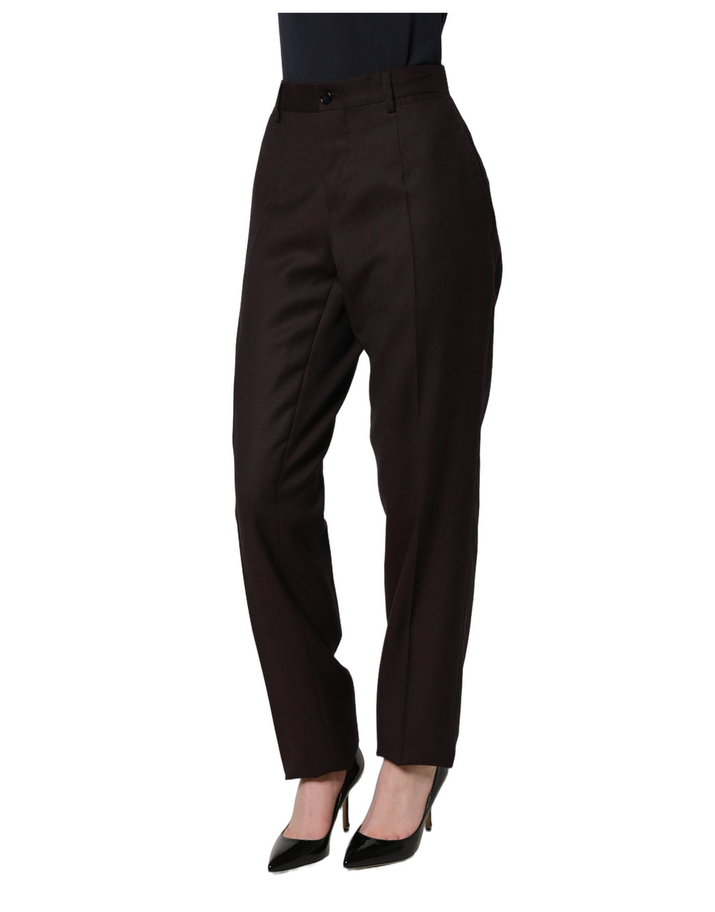 Dolce & Gabbana Brown Straight Leg Dress Silk Trousers Pants