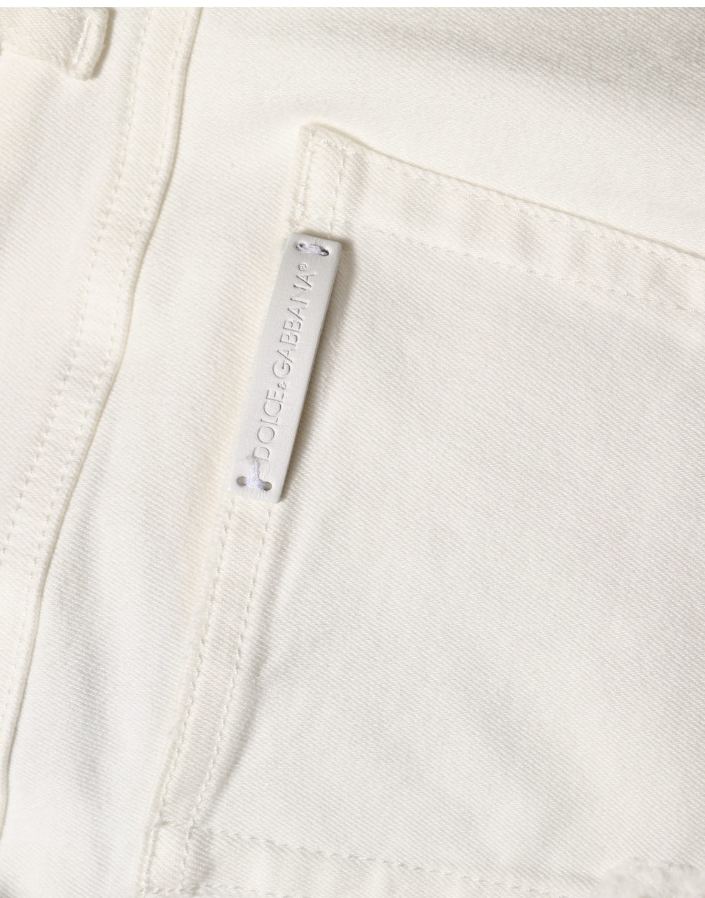 Dolce & Gabbana White Tattered Skinny Cotton Denim Jeans