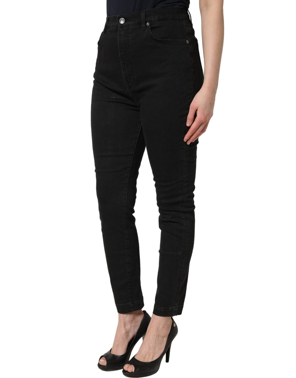 Dolce & Gabbana Black Skinny Cotton High Waist Denim Jeans