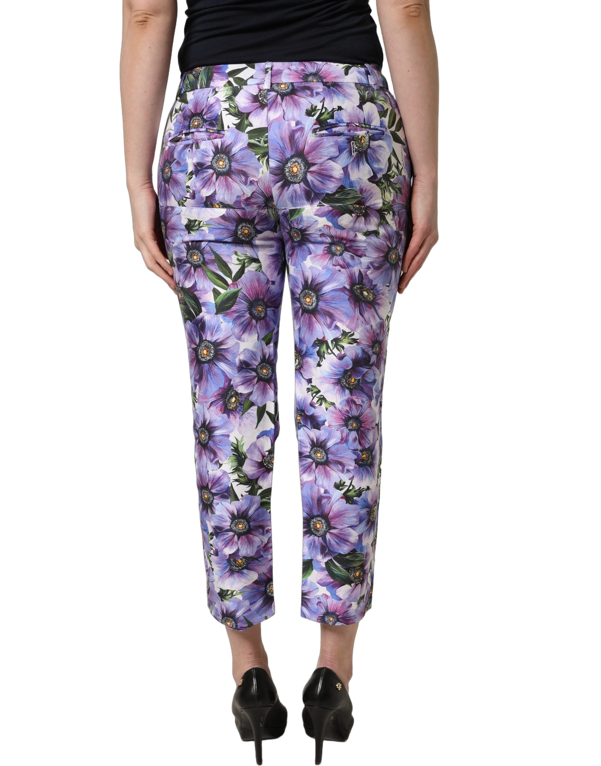 Dolce & Gabbana Multicolor Floral Print CroppedTrouser Pants