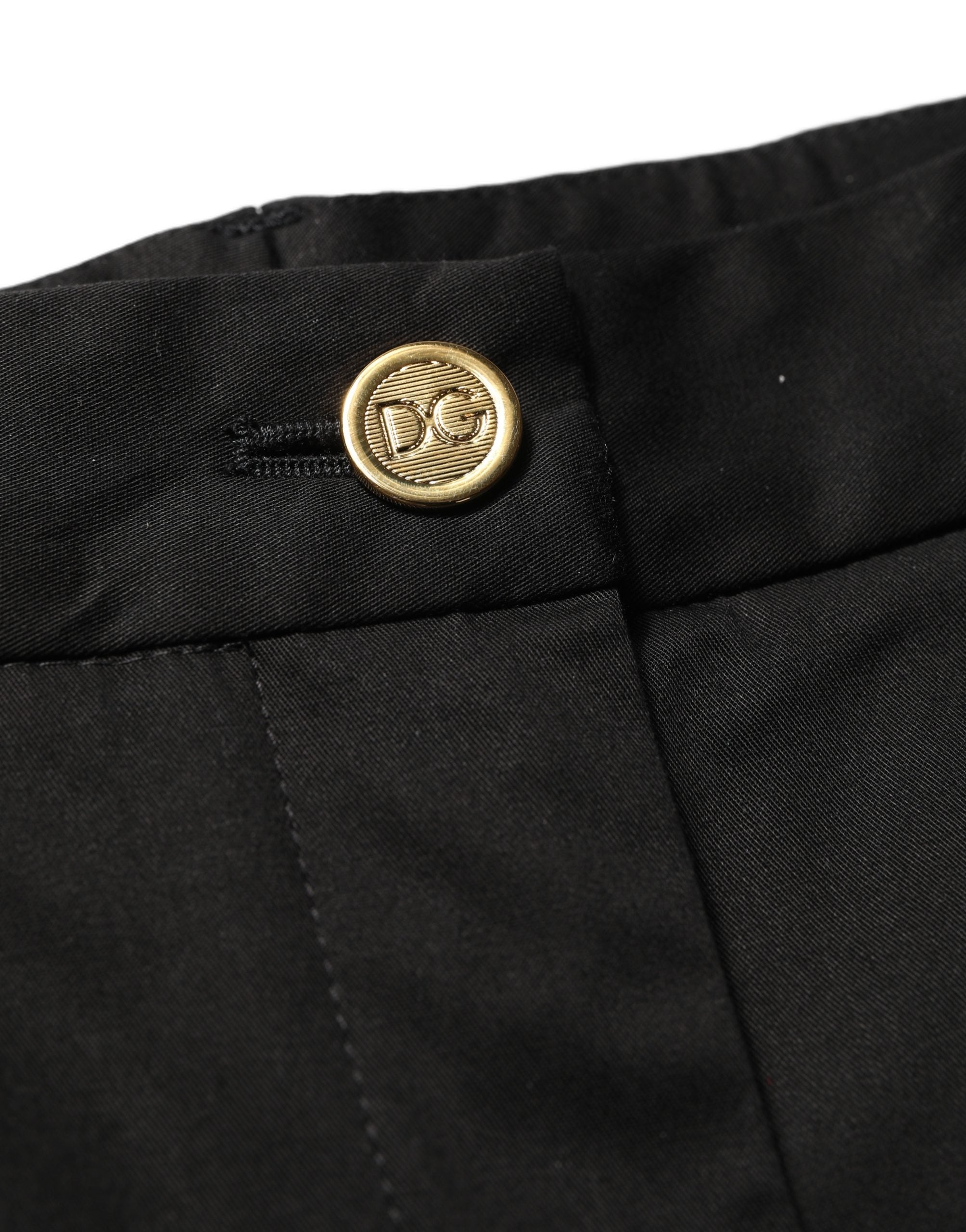 Dolce & Gabbana Black Tapered Leg Dress Cotton Trousers Pants