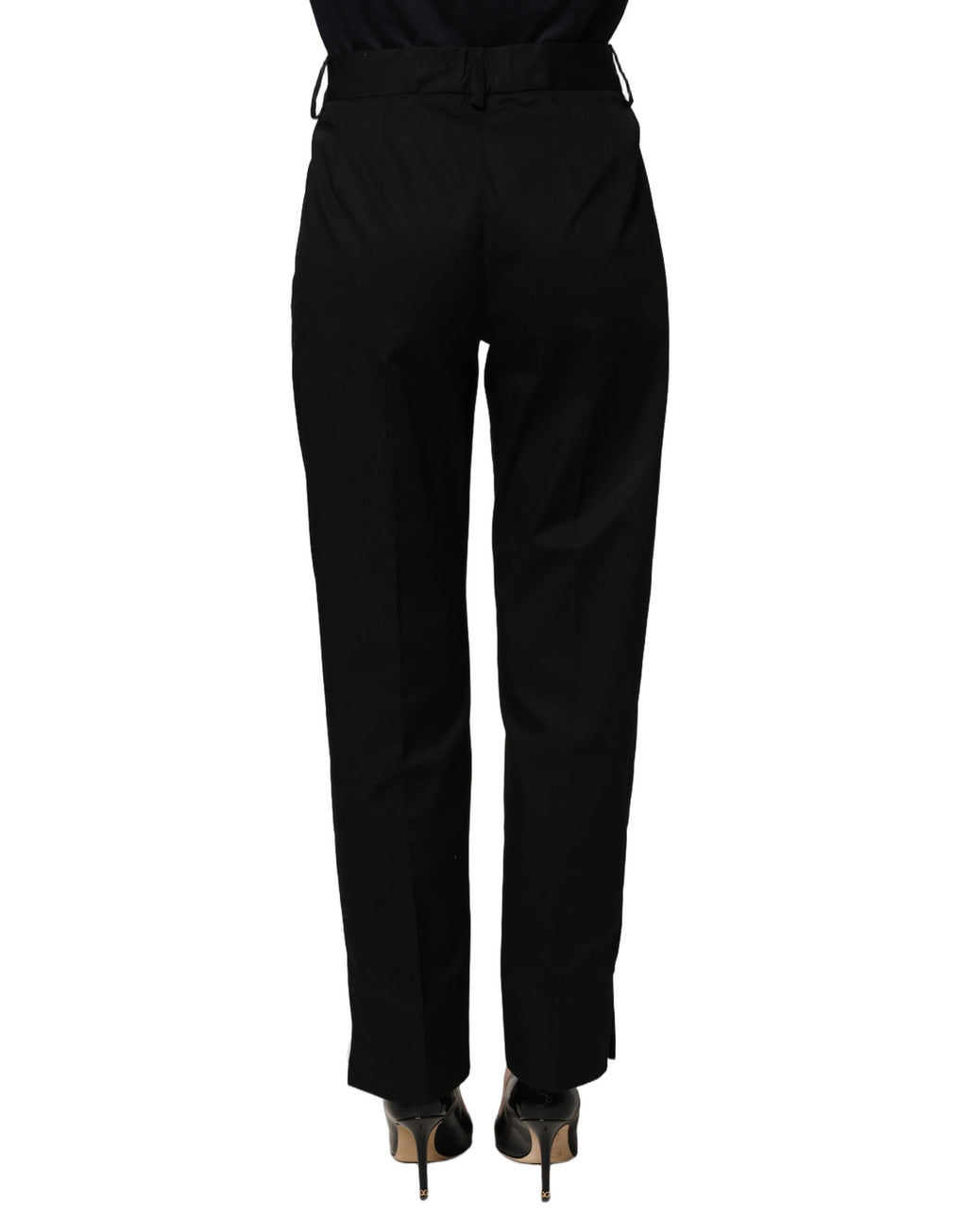 Dolce & Gabbana Black Tapered Leg Dress Cotton Trousers Pants