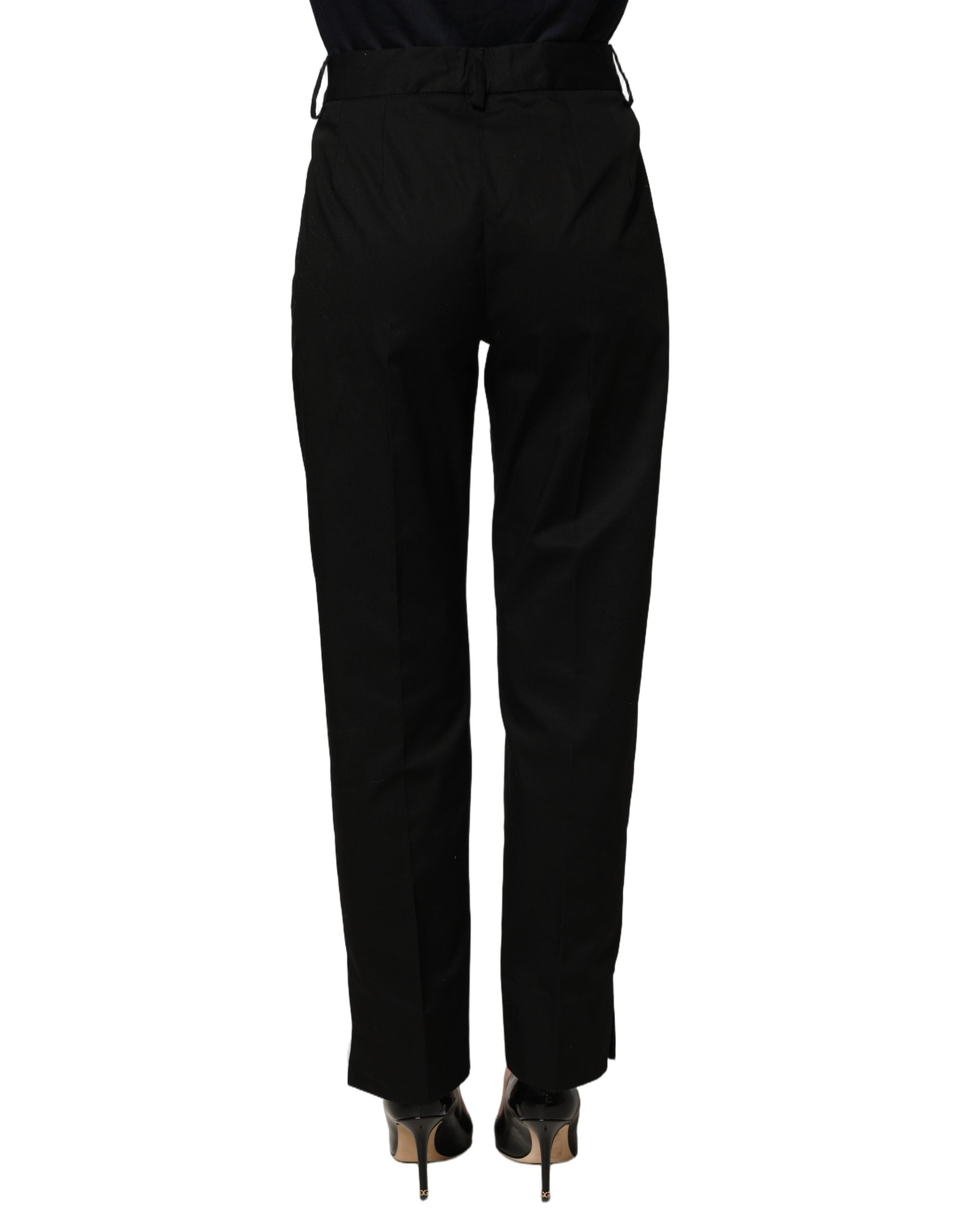 Dolce & Gabbana Black Tapered Leg Dress Cotton Trousers Pants