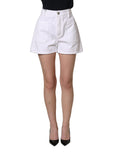 Dolce & Gabbana White Cotton HighWaist Denim Hotpants Shorts