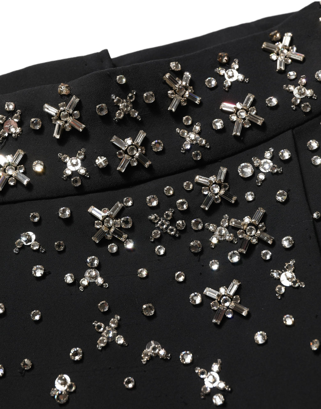 Dolce & Gabbana Black Crystal Embellished High Slit Skirt