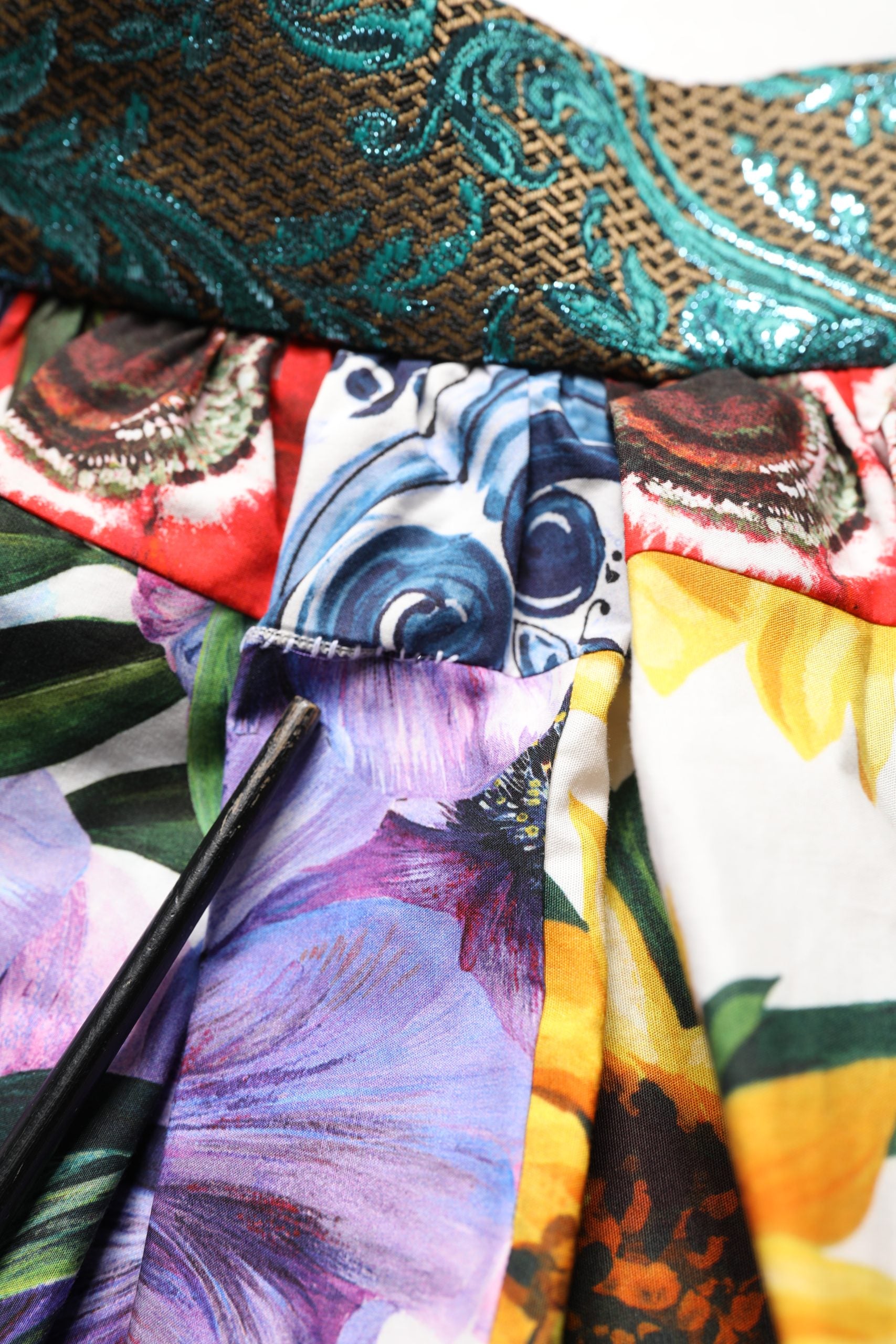 Dolce & Gabbana Multicolor Patchwork Cotton A-line Midi Skirt