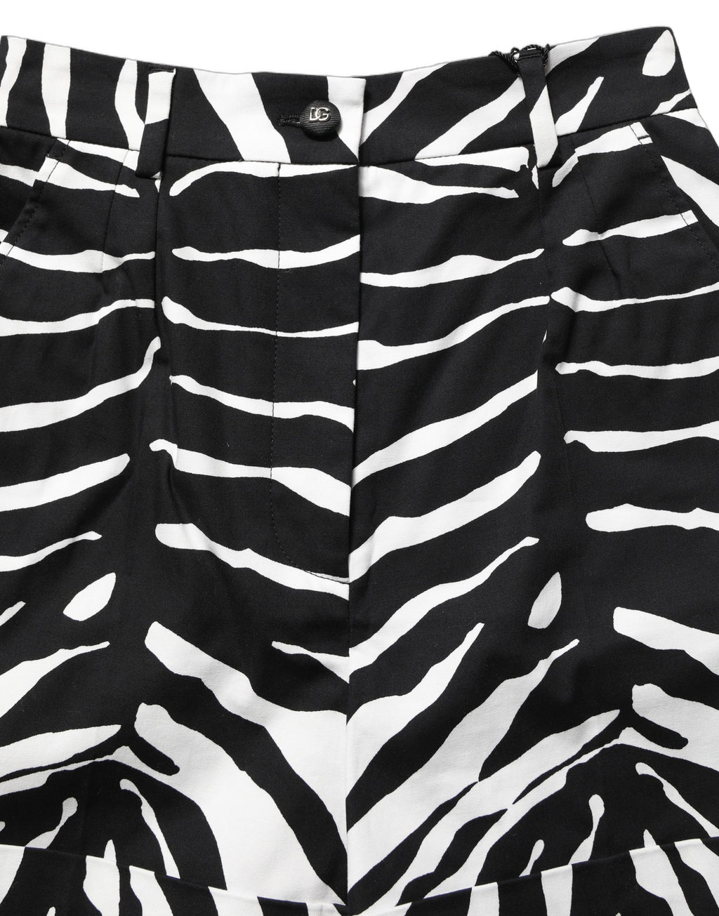Dolce & Gabbana Black White Zebra Print Cotton High Waist Shorts