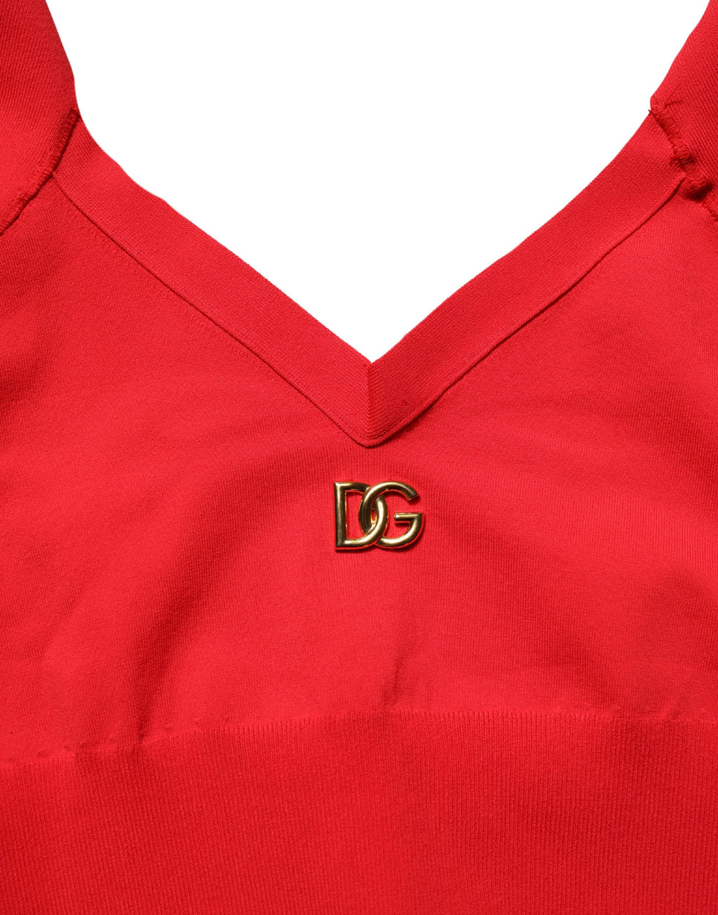 Dolce & Gabbana Red Viscose Sleeveless Halter Crop Tank Top