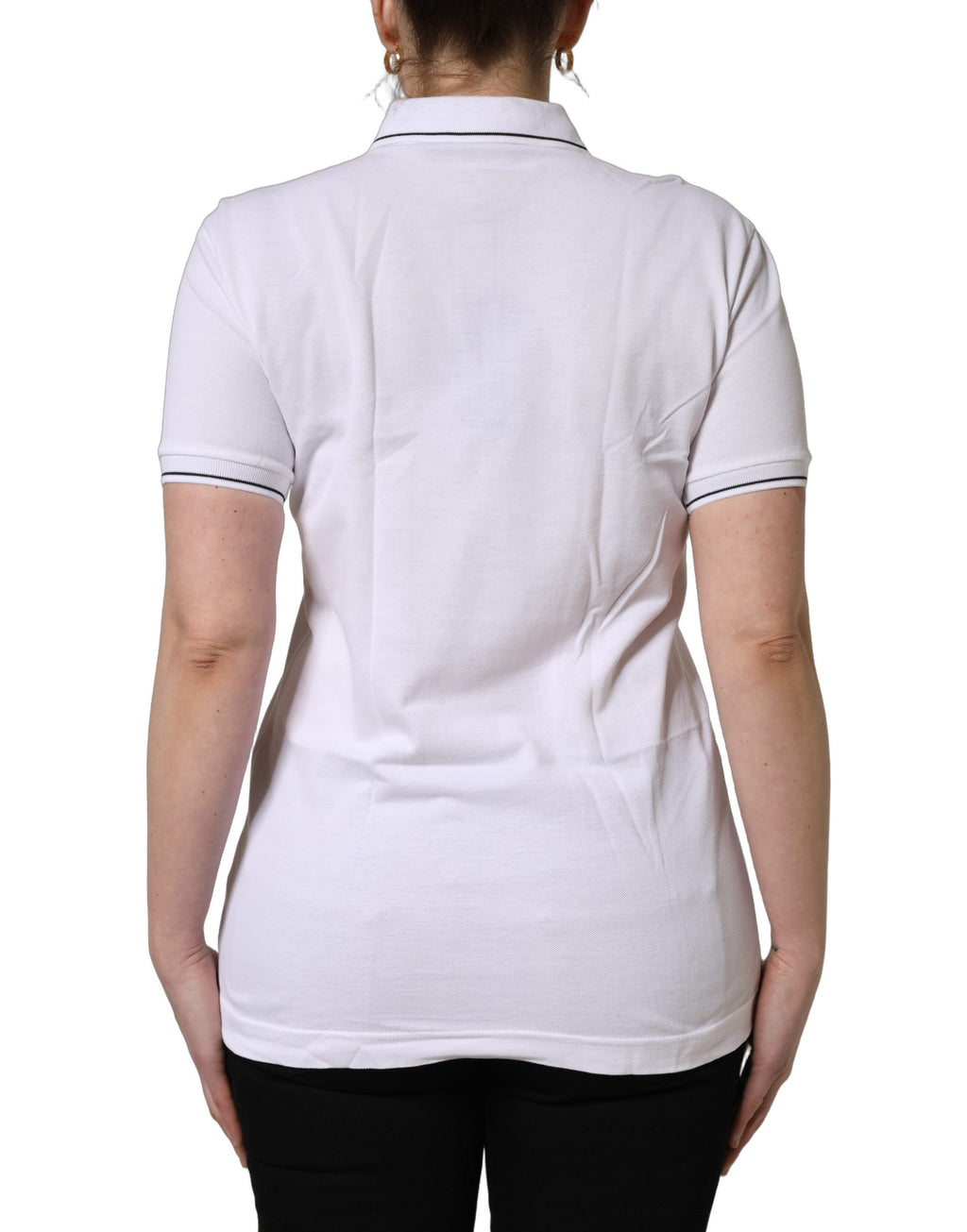 Dolce & Gabbana White Crown Cotton Short Sleeves Polo Top