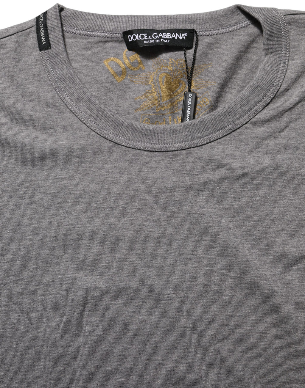 Dolce & Gabbana Grey Cotton Short Sleeves Crew Neck T-shirt