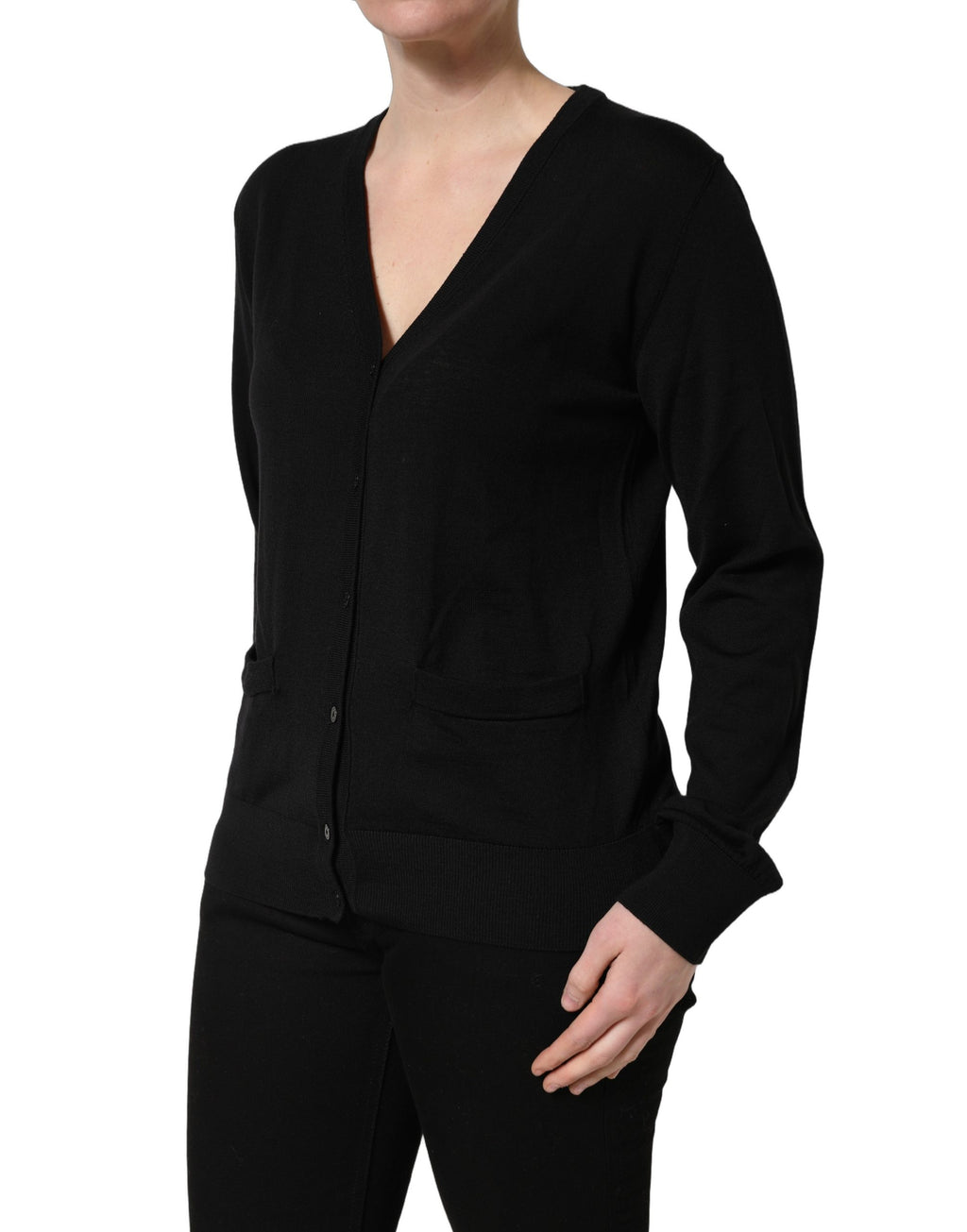 Dolce & Gabbana Black Wool Knit Button Cardigan Sweater