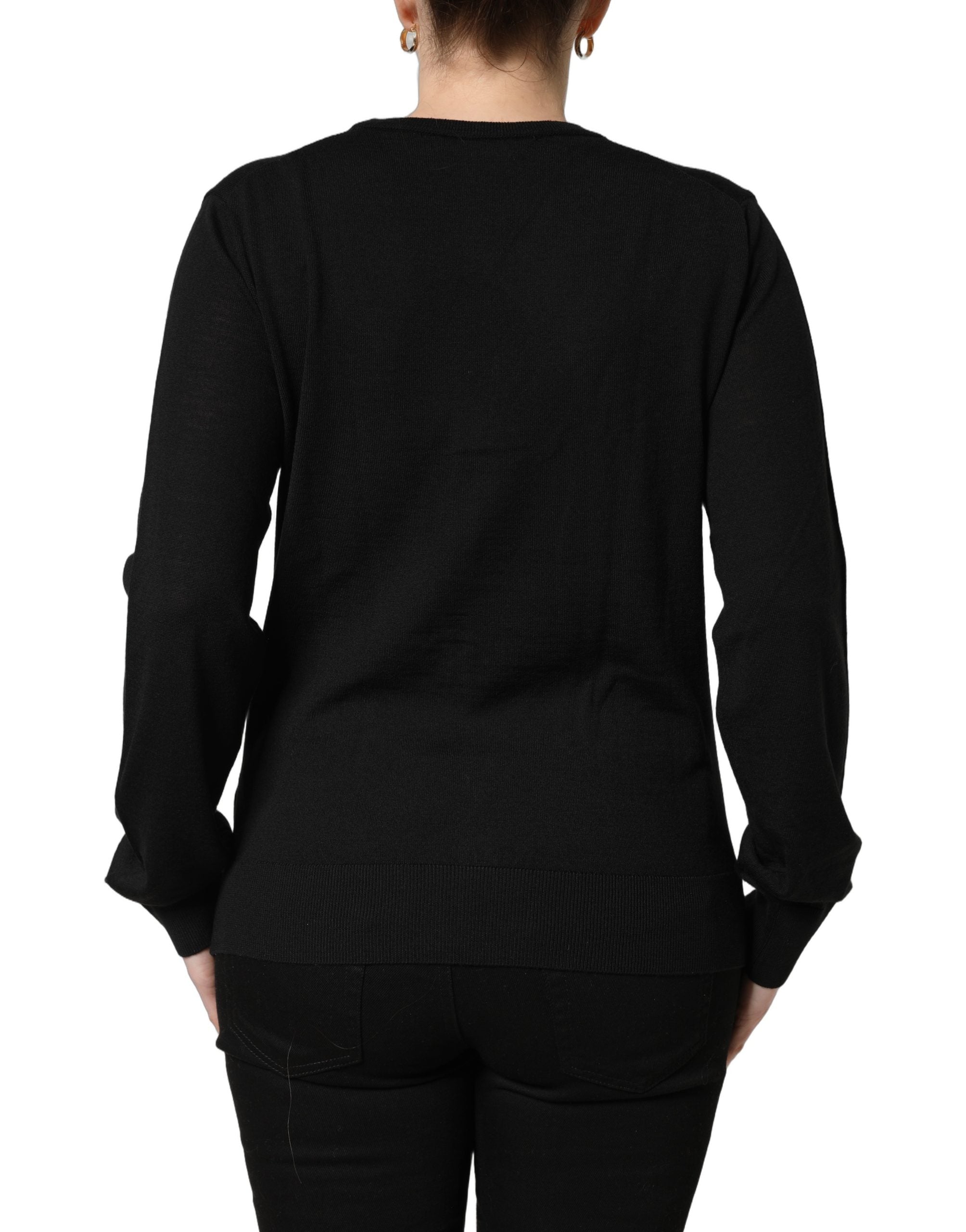 Dolce & Gabbana Black Wool Knit Button Cardigan Sweater