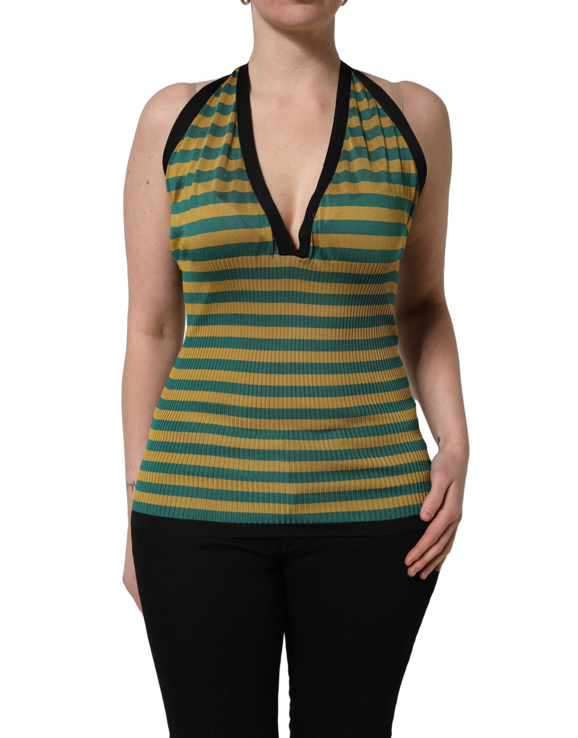 Dolce & Gabbana Multicolor Stripes Wool Knit Halter Tank Top
